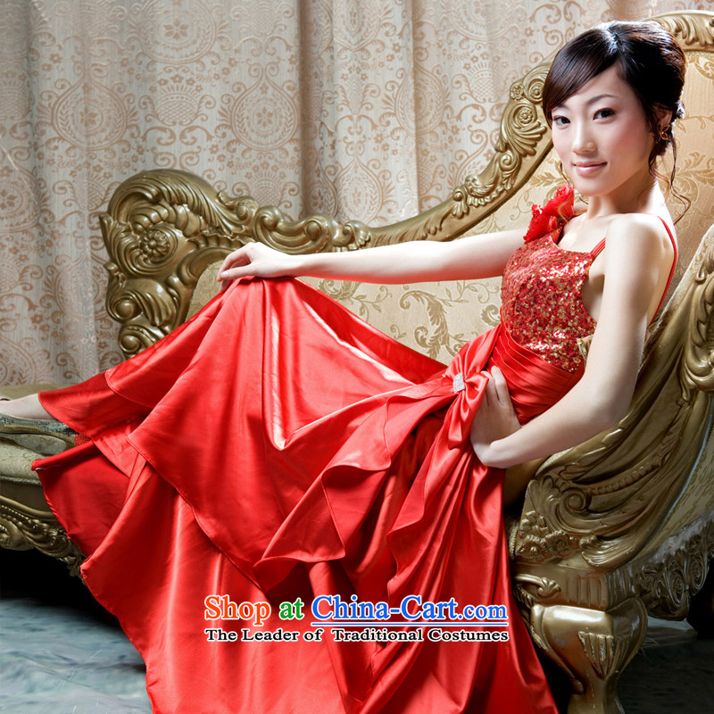 A bride wedding dresses red dress marriage bows stylish shoulder dress 766 red , L, a bride shopping on the Internet has been pressed.