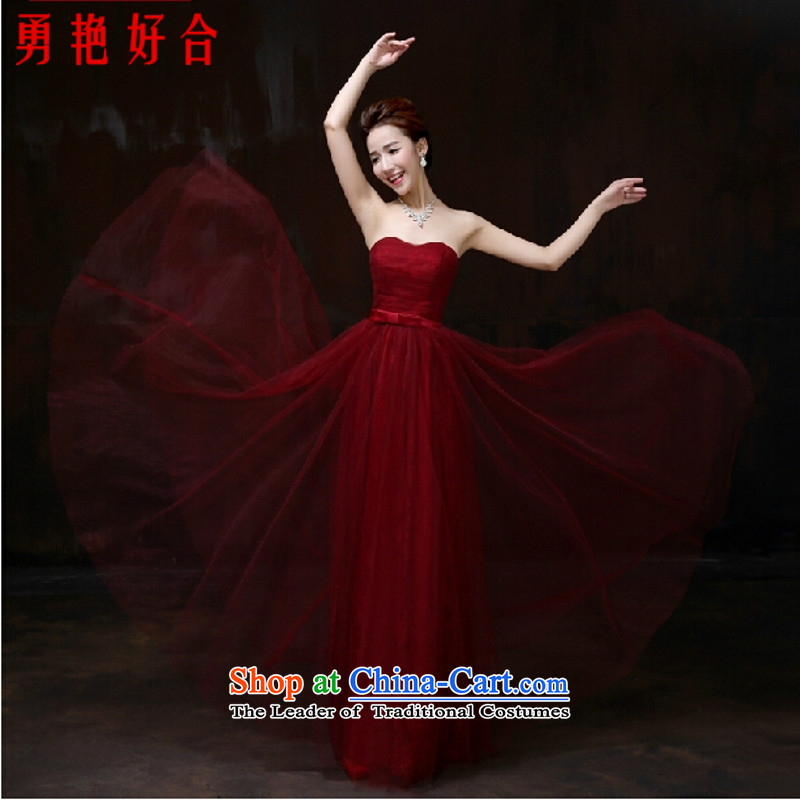 Yong-yeon and anointed chest marriage toasting champagne Bridal Services 2015 autumn and winter new long wine red wedding dresses and stylish with large red S, Yong Sau San Yim Close shopping on the Internet has been pressed.