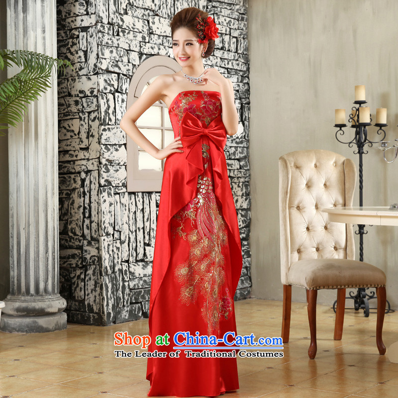 The privilege of serving-leung 2015 new red anointed chest bride wedding dress long butterfly wedding dresses skirt red marriage , honor services-leung , , , shopping on the Internet
