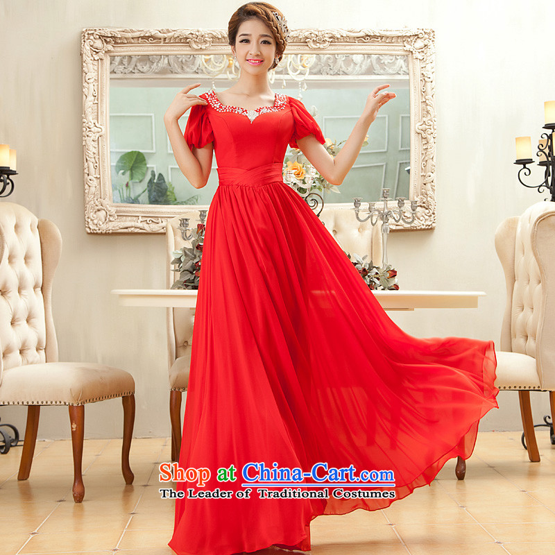 The privilege of serving-leung 2015 new red bride services long align bows to the moderator evening dresses large fat mm Red 4XL, honor services-leung , , , shopping on the Internet