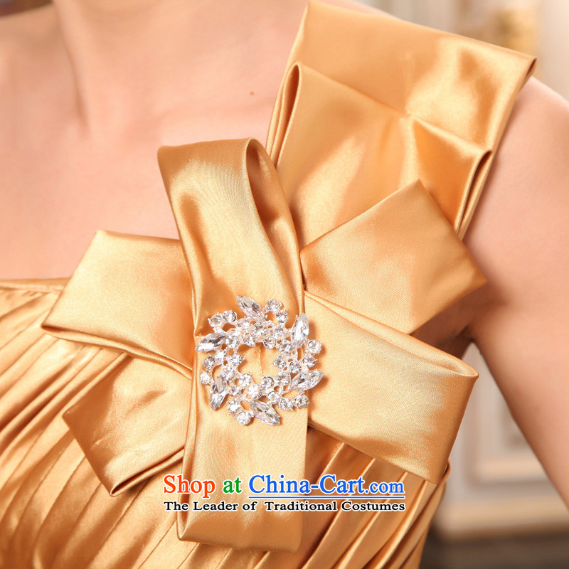 The privilege of serving-leung gold bride wedding dress shoulder and chest wedding long align to dress bows services show services have served 2XL, gold-leung , , , shopping on the Internet