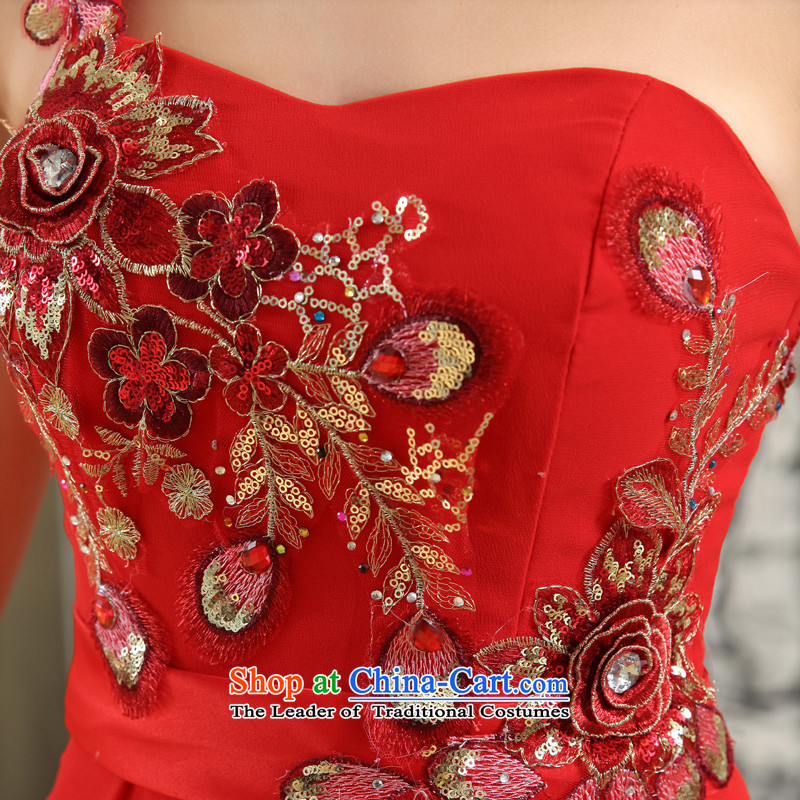 The privilege of serving-leung 2015 new red marriages bows service long single shoulder wedding dresses evening dress evening dress red , L, a service-leung , , , shopping on the Internet