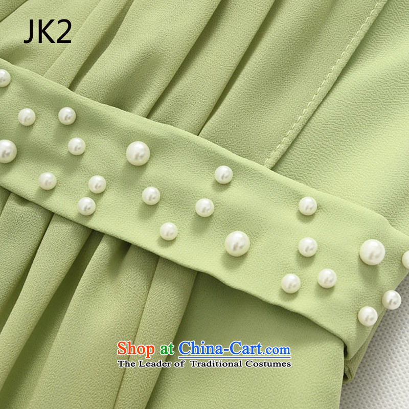 A nail pearl sweet wrapped chest sister skirt chiffon annual large dresses dress JK2 9917 champagne color XL,JK2.YY,,, shopping on the Internet