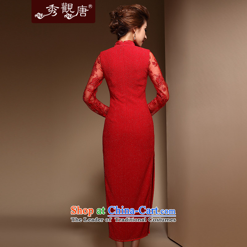 Sau Kwun Tong Xiang Itanium 2015 new autumn long) CHINESE CHEONGSAM wedding dress Bridal Services QX3806 bows red , L, Sau Kwun Tong shopping on the Internet has been pressed.