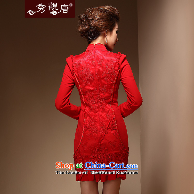 Sau Kwun Tong love cheongsam wedding dress autumn 2014 new boxed Chinese bride dress bows FX3901 RED S-soo-Kwun Tong shopping on the Internet has been pressed.