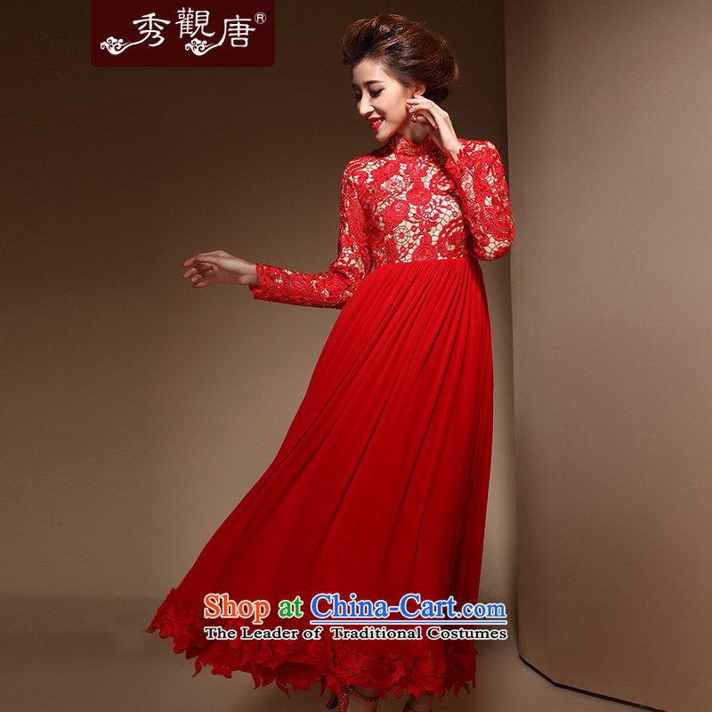 Sau Kwun Tong-YING QIU boxed long-sleeved wedding dresses new bride dress the lift mast to its 2014 bows FX3902 RED , L-soo-Kwun Tong shopping on the Internet has been pressed.