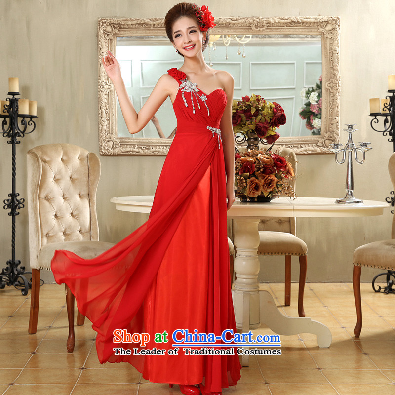 The privilege of serving-leung 2015 new shoulder Diamond Flower red bride wedding dress wedding dress long skirt 2XL, red honor services-leung , , , shopping on the Internet