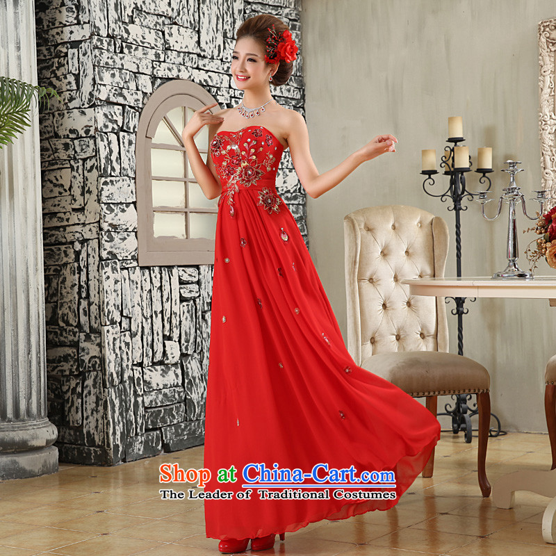 The privilege of serving-leung 2015 new red bride wedding dress wiping the chest to align the long wedding dress skirt red , L, a service-leung , , , shopping on the Internet