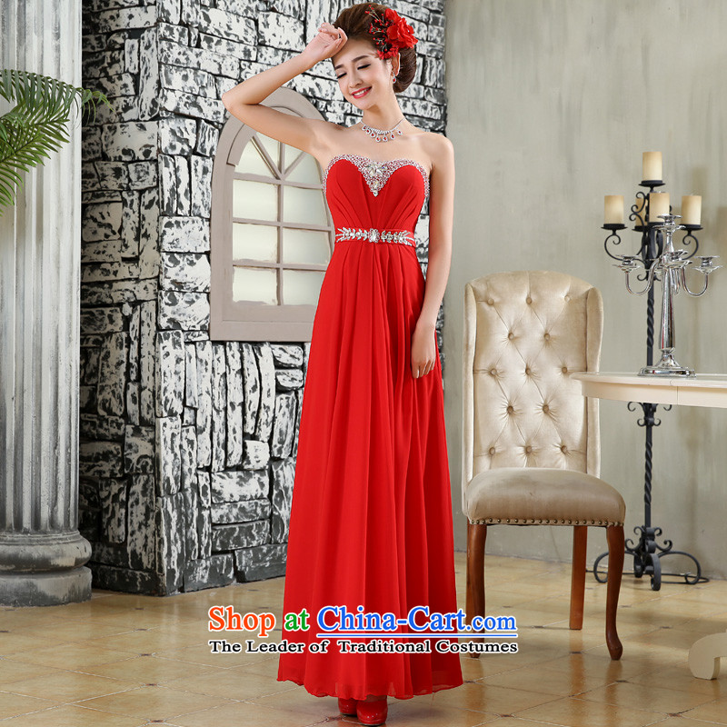 The privilege of serving-leung 2015 new bride wedding dress long red alignment to the Princess Mary Magdalene chest wedding dresses skirt red XL, a service-leung , , , shopping on the Internet