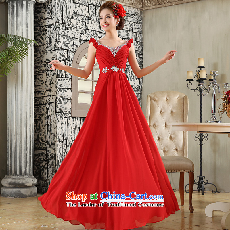 The privilege of serving-leung 2015 new marriages to align the red long shoulders diamond wedding dress skirt red , L, a service-leung , , , shopping on the Internet