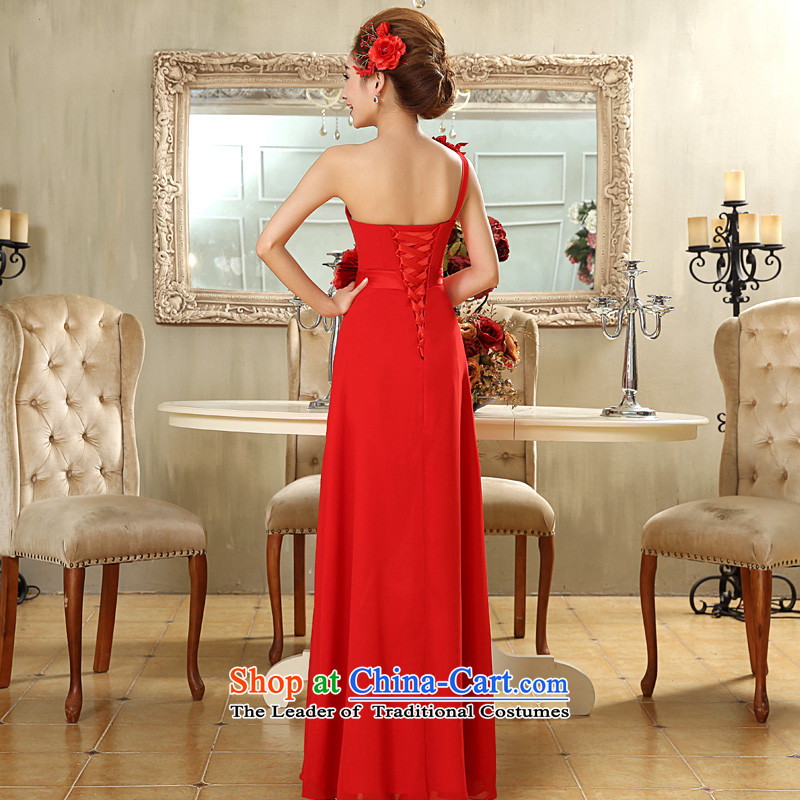 The privilege of serving-leung 2015 new bride wedding dress long red flowers to align the shoulder wedding dress skirt red XL, a service-leung , , , shopping on the Internet