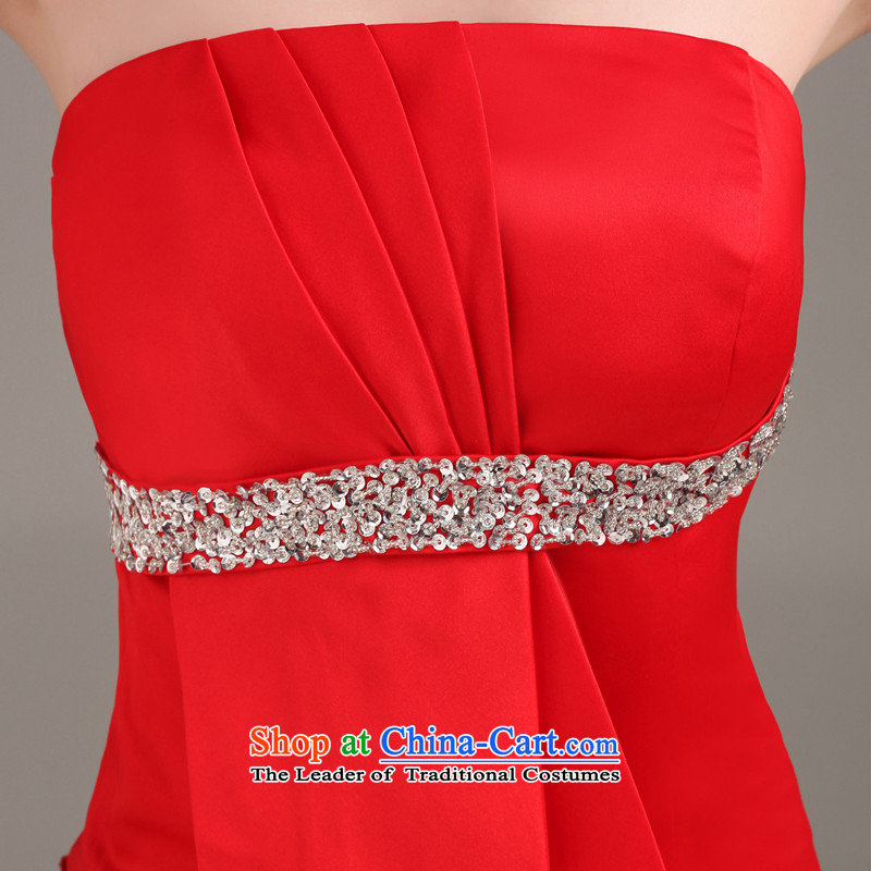 Beverly Ting wedding dress 2015 new red long crowsfoot dress Sau San bows to wipe his chest in stylish Sau San video thin red XXL, Beverly Ting (tingbeier) , , , shopping on the Internet