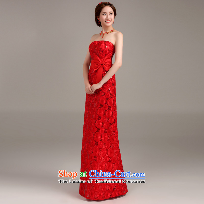 Beverly Ting wedding dress 2015 New Red Dress long bride anointed lace banquet dresses chest Sau San video thin red XXL, Beverly Ting (tingbeier) , , , shopping on the Internet