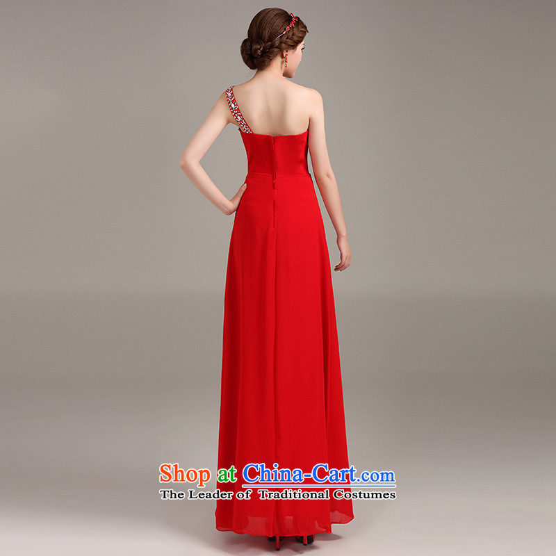 Beverly Ting Red Dress single shoulder length of 2015 New marriages bows services and the persons chairing the chest dress video thin red , S, Sau San Ting (tingbeier Beverly) , , , shopping on the Internet