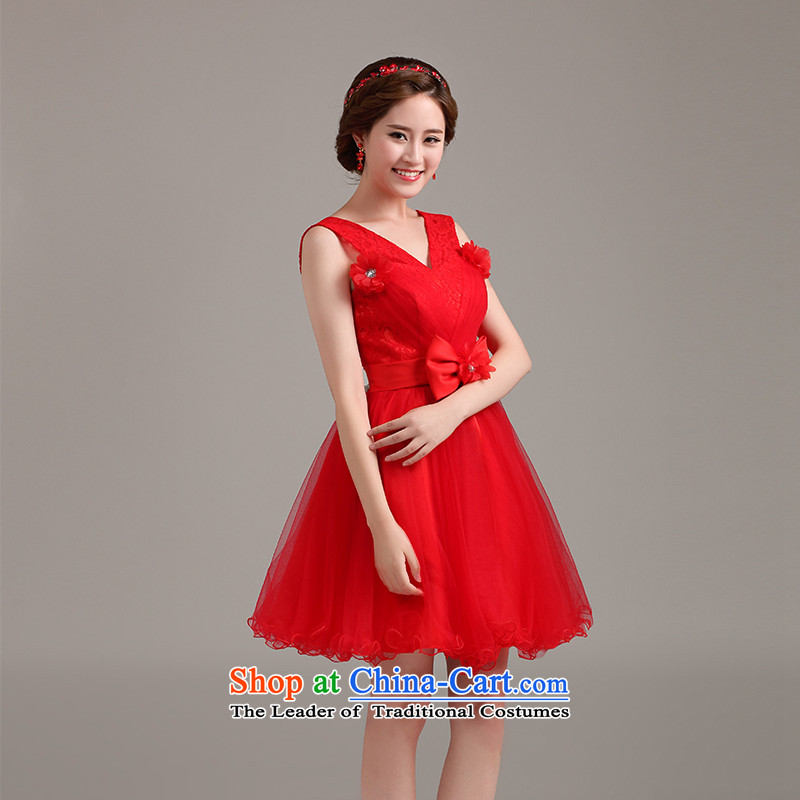 Beverly Ting dress 2015 new marriages bows service, video thin red dress Sau San shoulders V-Neck dresses red , L, Beverly (tingbeier ting) , , , shopping on the Internet