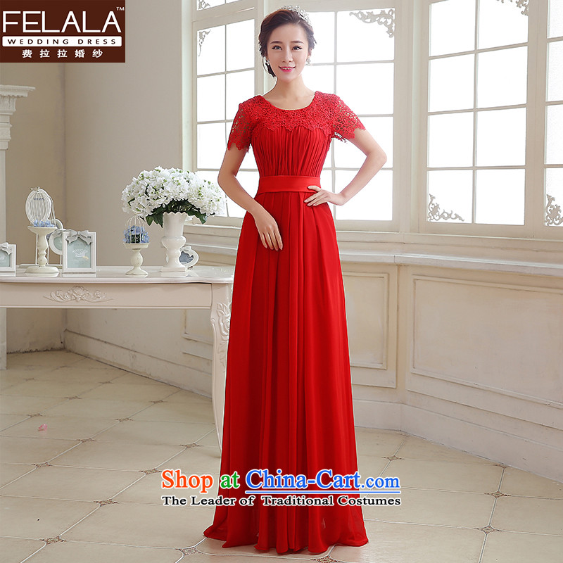 2015?new bride dress classic round-neck collar sexy lace tie bows services?L?Suzhou dress shipment