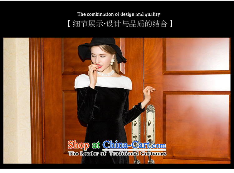 Yi Ge lire aristocratic temperament long-sleeved gown Kim knocked color retro scouring pads for long-sleeved Sau San dress skirt Black Box 6913 S picture, prices, brand platters! The elections are supplied in the national character of distribution, so action, buy now enjoy more preferential! As soon as possible.