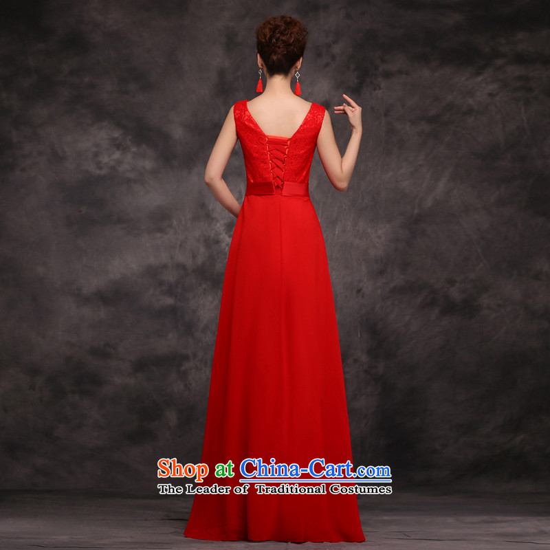 Jie mija bows Service Bridal Fashion 2015 new wedding dress shoulders V-neck in the long years of marriage banquet dinner dress winter RED M Cheng Kejie mia , , , shopping on the Internet