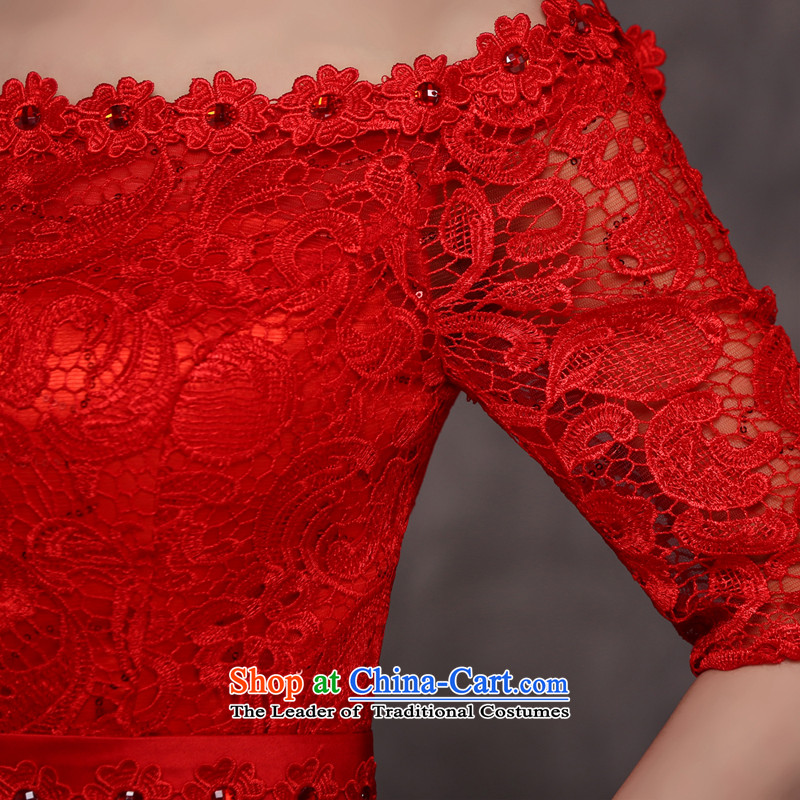 Jie mija bows Service Bridal Fashion 2015 new word wedding dress shoulder long red dress female red banquet L, Cheng Kejie mia , , , shopping on the Internet