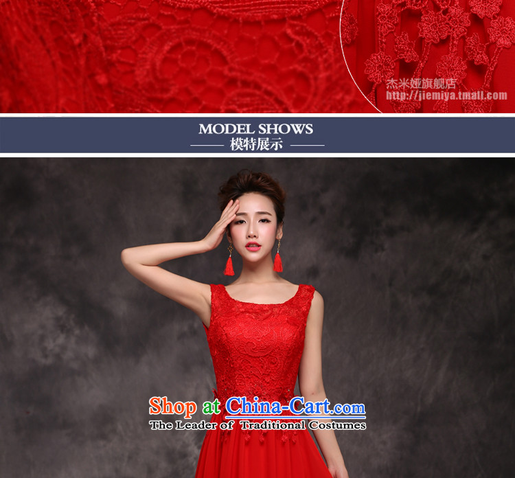 Jie Mija 2015 new red double-shoulder length of Sau San lace evening dress bride wedding dress uniform evening drink red girl S pictures skirts, prices, brand platters! The elections are supplied in the national character of distribution, so action, buy now enjoy more preferential! As soon as possible.