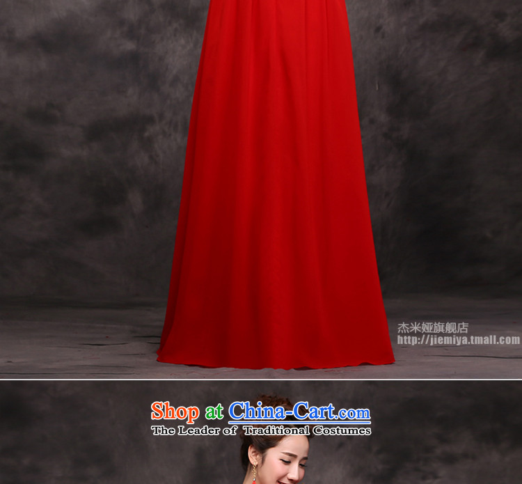 Jie Mija 2015 new red double-shoulder length of Sau San lace evening dress bride wedding dress uniform evening drink red girl S pictures skirts, prices, brand platters! The elections are supplied in the national character of distribution, so action, buy now enjoy more preferential! As soon as possible.