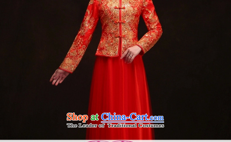 Yong-yeon and 2015 new long-sleeved Chinese wedding dress red long bows of autumn and winter clothing stylish bride wedding dresses long-sleeved gown red S picture, prices, brand platters! The elections are supplied in the national character of distribution, so action, buy now enjoy more preferential! As soon as possible.