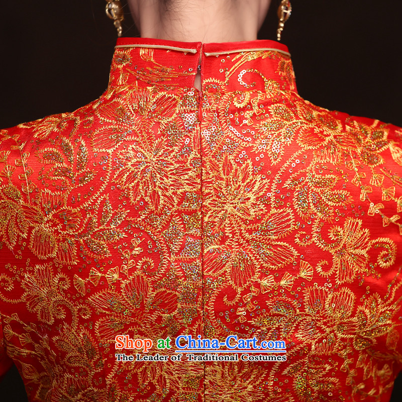 Yong-yeon and 2015 new long-sleeved Chinese wedding dress red long bows of autumn and winter clothing stylish bride wedding dresses red S long-sleeved qipao Yong-yeon and shopping on the Internet has been pressed.