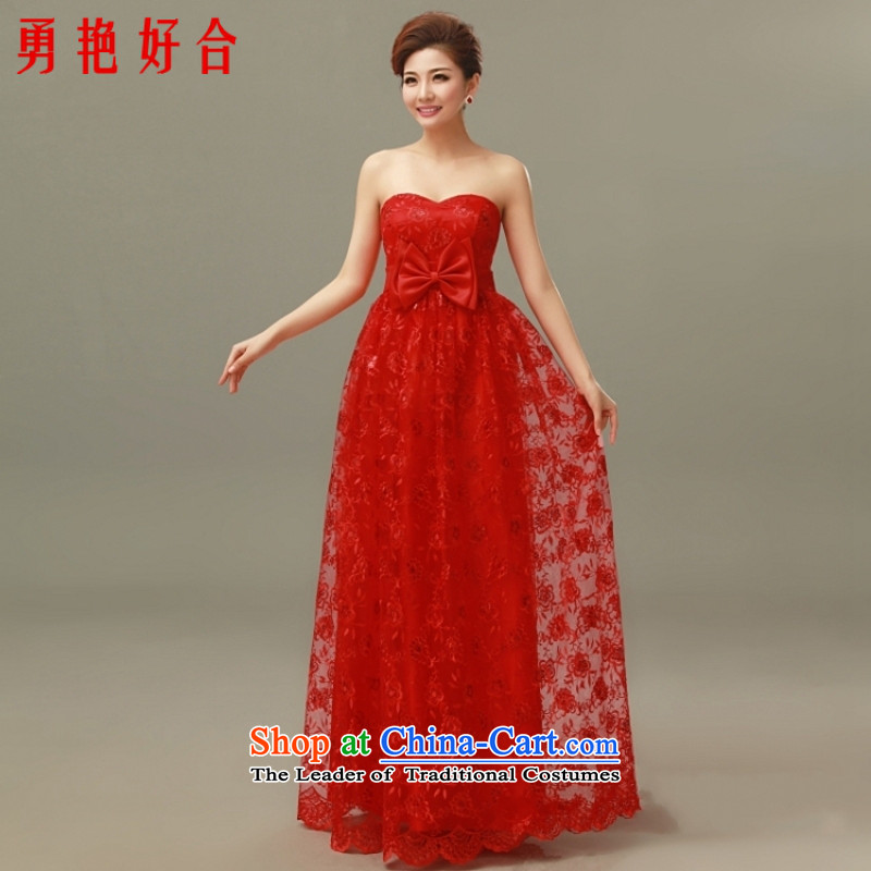 Yong-yeon and 2015 New Korean pregnant women Top Loin of wedding dress strap red wedding dress bride bows services red long XXL, Yong-yeon and shopping on the Internet has been pressed.