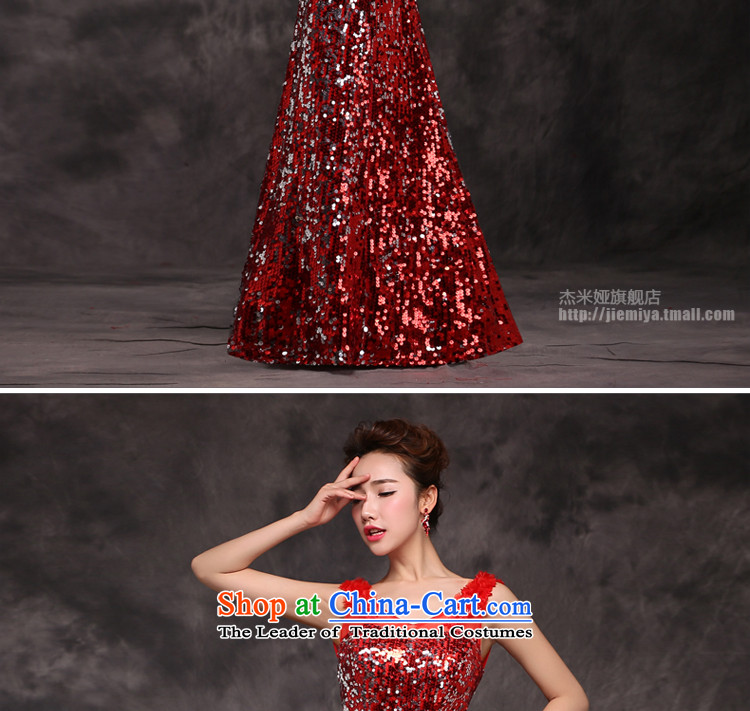 Jie mija evening dresses 2015 new long service bridal dresses bows crowsfoot shoulders on chip stylish wedding dress red S picture, prices, brand platters! The elections are supplied in the national character of distribution, so action, buy now enjoy more preferential! As soon as possible.