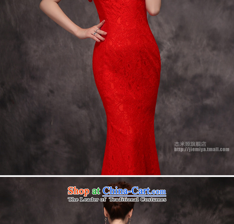 Jie mija bows Service Bridal Fashion New Word 2015 shoulder marriage evening dresses crowsfoot cheongsam red Long Female Red S picture, prices, brand platters! The elections are supplied in the national character of distribution, so action, buy now enjoy more preferential! As soon as possible.