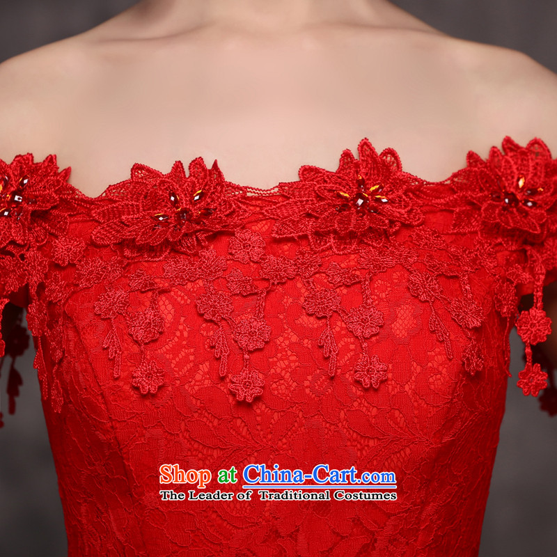 Jie mija bows Service Bridal Fashion New Word 2015 shoulder marriage evening dresses crowsfoot cheongsam red Long Female Red S, Cheng Kejie mia , , , shopping on the Internet