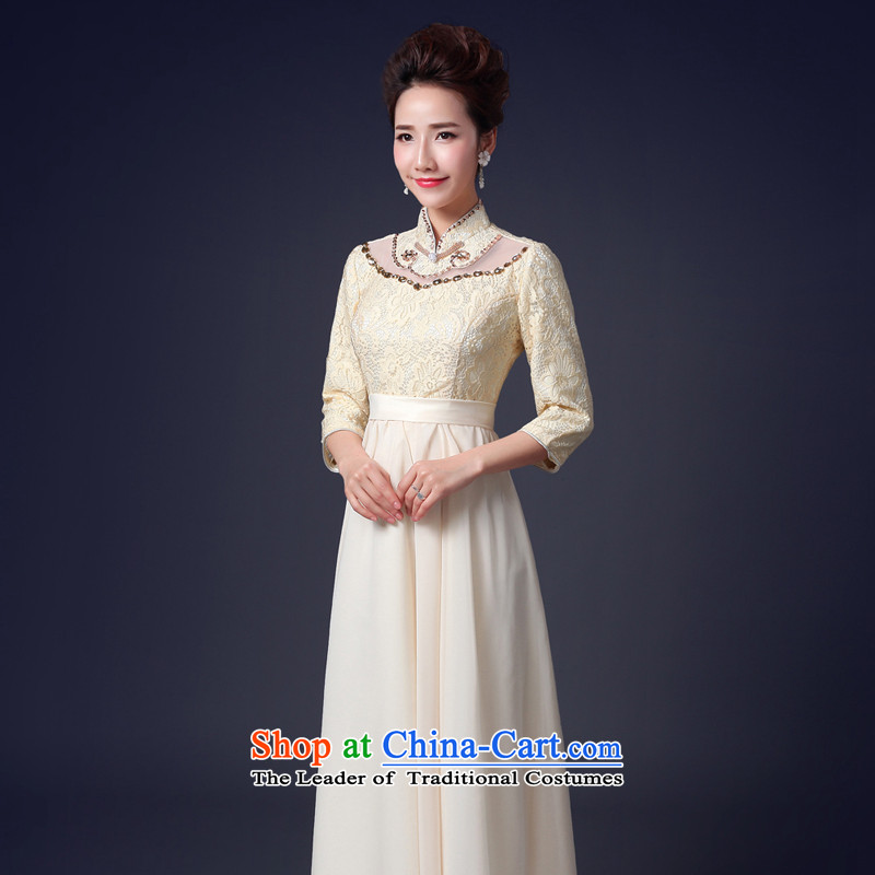 Jie mija evening dress in 2015 NEW STYLISH sleeve length of marriages champagne color bows bridesmaid services hosted services dress long L, Cheng Kejie mia , , , shopping on the Internet
