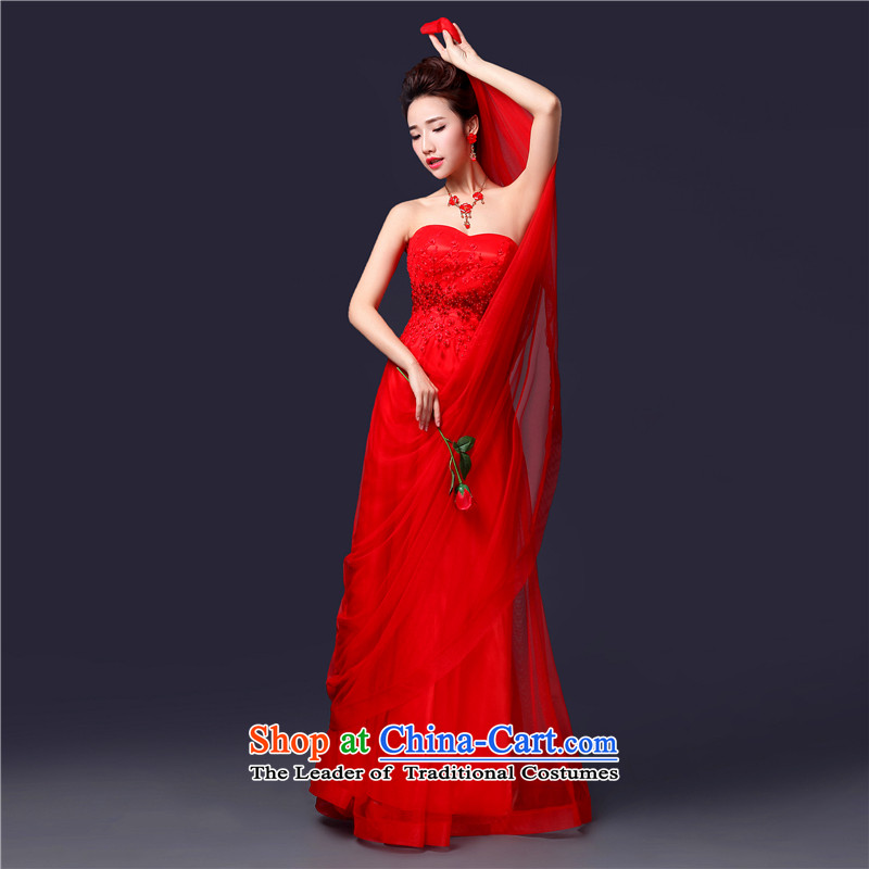 Jie Mija 2014 new stylish anointed chest lace dress brides Sau San wedding dress red tie bows serving long red M Cheng Kejie mia , , , shopping on the Internet