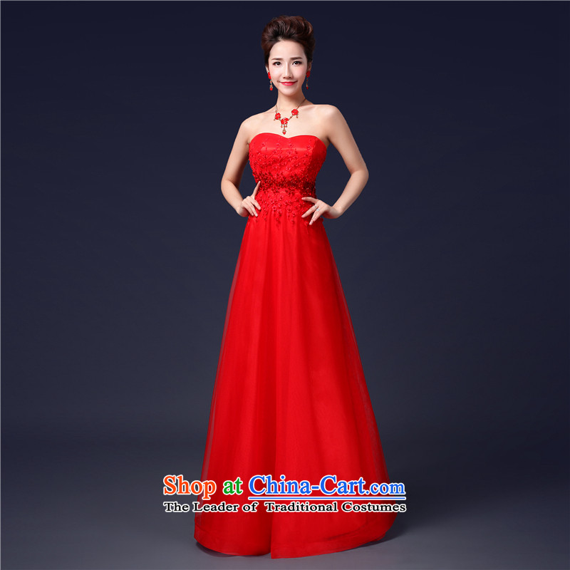 Jie Mija 2014 new stylish anointed chest lace dress brides Sau San wedding dress red tie bows serving long red M Cheng Kejie mia , , , shopping on the Internet
