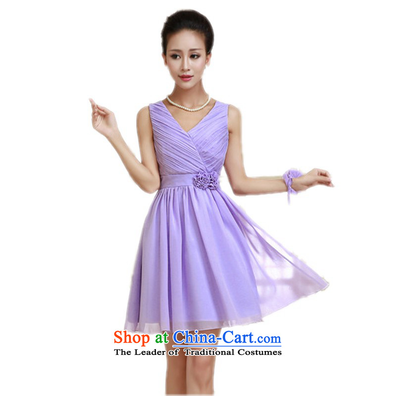 C.o.d. 2015 new sexy shoulders chiffon small dress V-NECK TOP loin wedding short skirts and sisters of bridesmaid dresses annual slips champagne color code, the land is still are El Yi shopping on the Internet has been pressed.