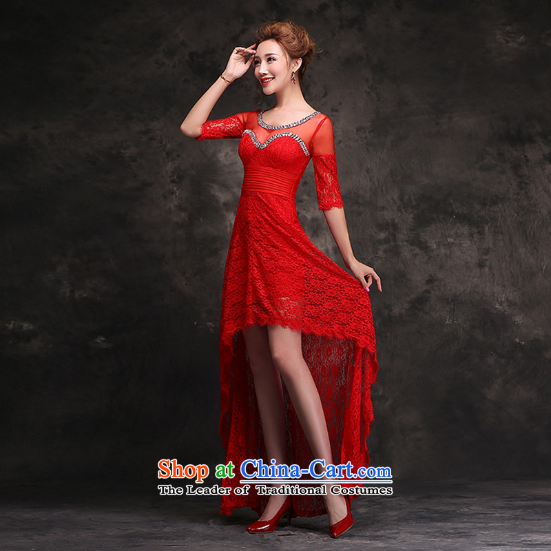 Hei Kaki 2015 new winter) bows to dress short long after the pre-modern red bridesmaid skirt long gown F104 Red M, Sau San Hei Kaki shopping on the Internet has been pressed.