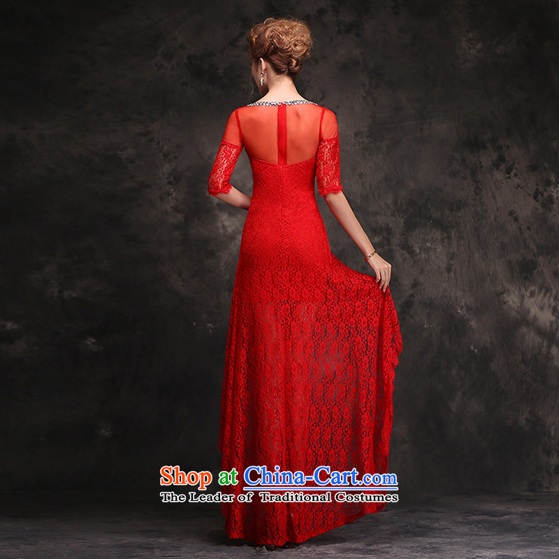 Hei Kaki 2015 new winter) bows to dress short long after the pre-modern red bridesmaid skirt long gown F104 Red M, Sau San Hei Kaki shopping on the Internet has been pressed.