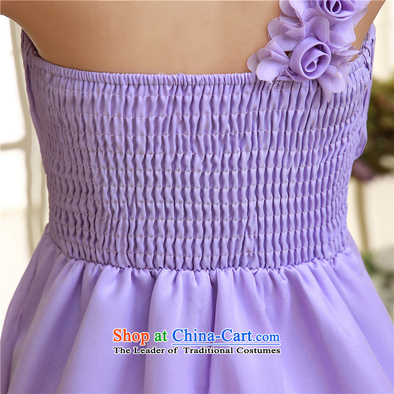 C.o.d. Package Mail new ultra-pure sin chiffon short of small shoulder and chest dress small dress bridesmaid sister in any annual dresses solid color dress code, both purple skirt land still El Yi shopping on the Internet has been pressed.