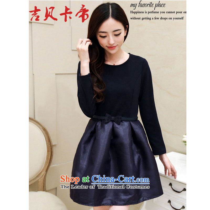 Gibez Card Dili 9693# autumn and winter Korean blue video thin, forming the Sau San dresses dress skirt picture color S GIBEZ Card (JIBEIKADI) , , , shopping on the Internet