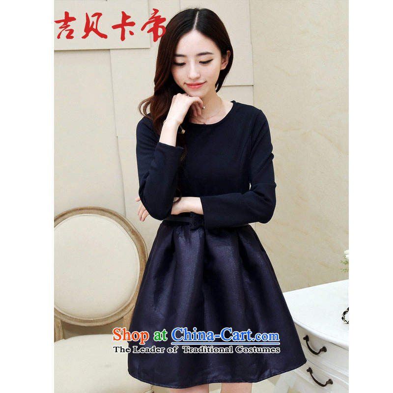 Gibez Card Dili 9693# autumn and winter Korean blue video thin, forming the Sau San dresses dress skirt picture color S GIBEZ Card (JIBEIKADI) , , , shopping on the Internet