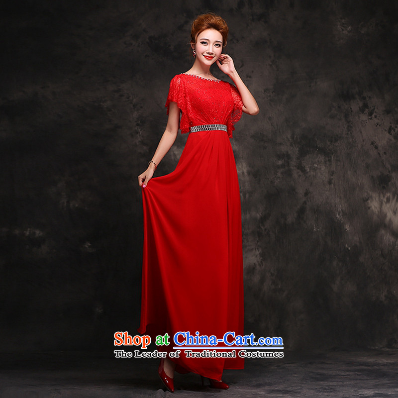 Hei Kaki 2015 new long gown bride bows services wedding dresses red lace cuff F111 autumn and winter red S, Hei Kaki shopping on the Internet has been pressed.
