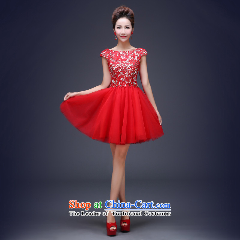 Jie Mija 2014 new bride dress bows to marry wedding dress red short) under the auspices of lace dress female RED M Cheng Kejie mia , , , shopping on the Internet