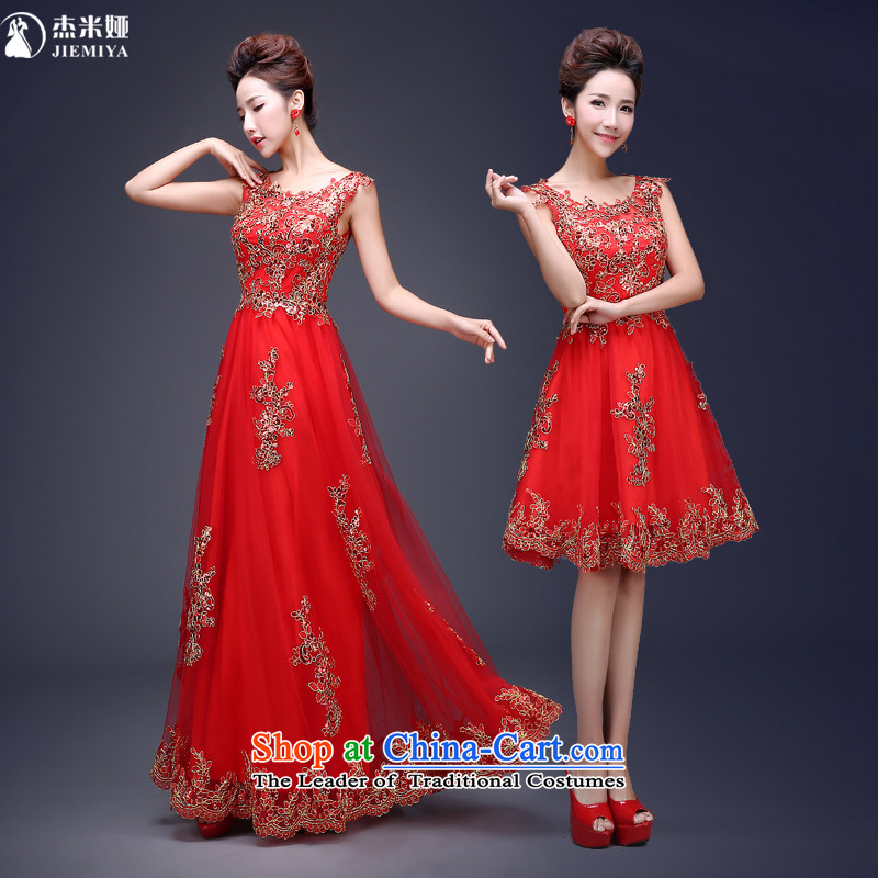 Jie Mija 2014 New Winter load marriages wedding dresses Sau San long red shoulders bows services evening dresses female red double-shoulder length, XL, Cheng Kejie mia , , , shopping on the Internet