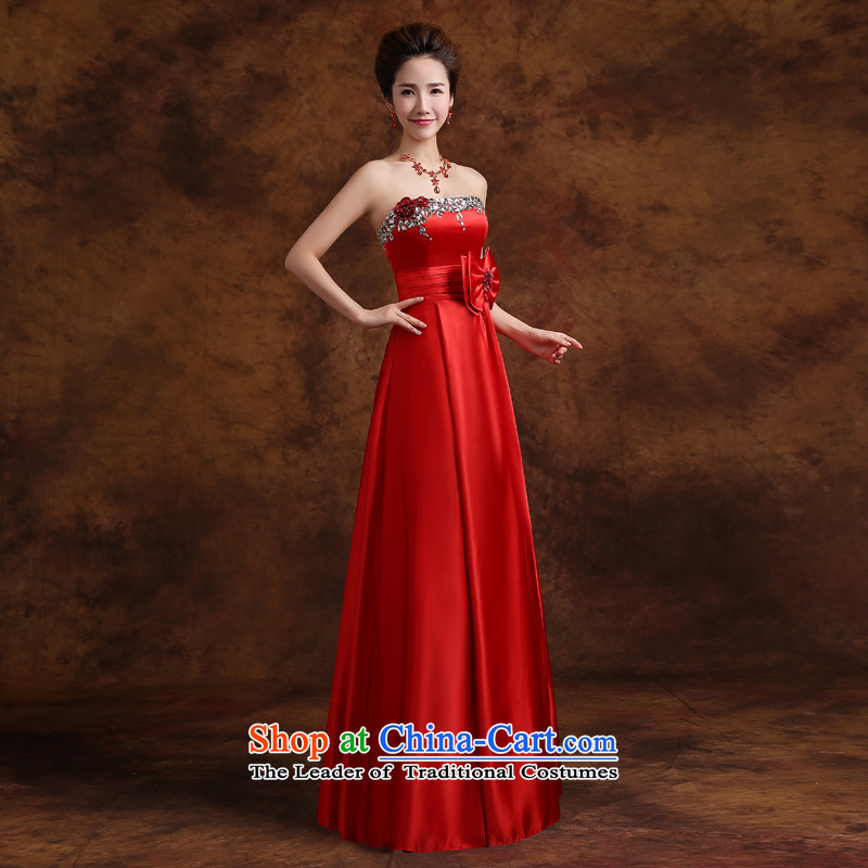 Jie mija bows services 2015 new red and chest of Sau San marriages evening dresses diamond Banquet Hosted Services Red S, Cheng Kejie mia , , , shopping on the Internet