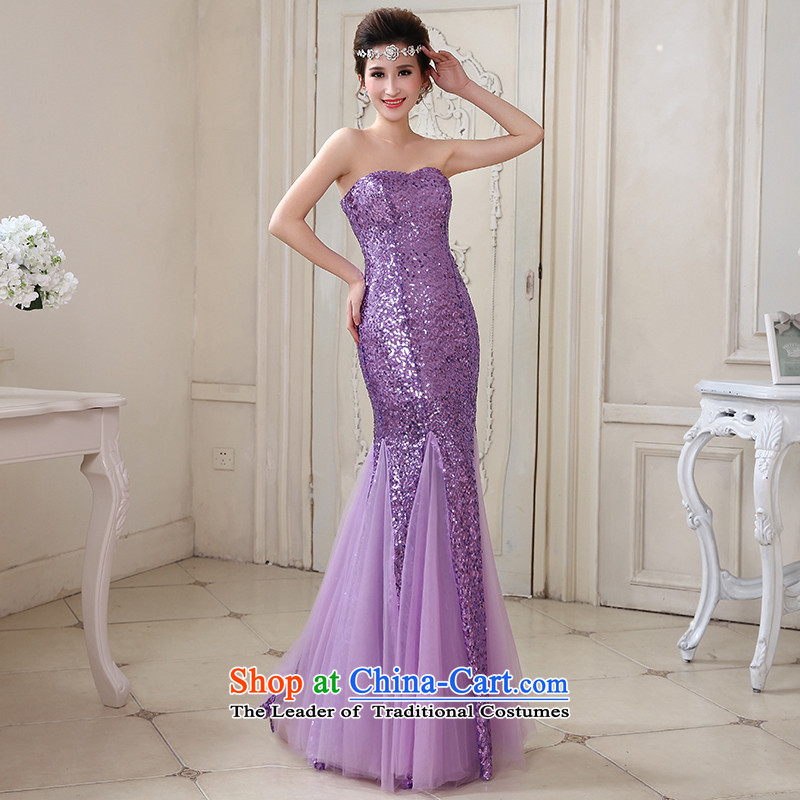 Talk to her new dress dress crowsfoot Sau San marriages bows serving large stylish and elegant with evening light violet honey words to wife XXL, shopping on the Internet has been pressed.