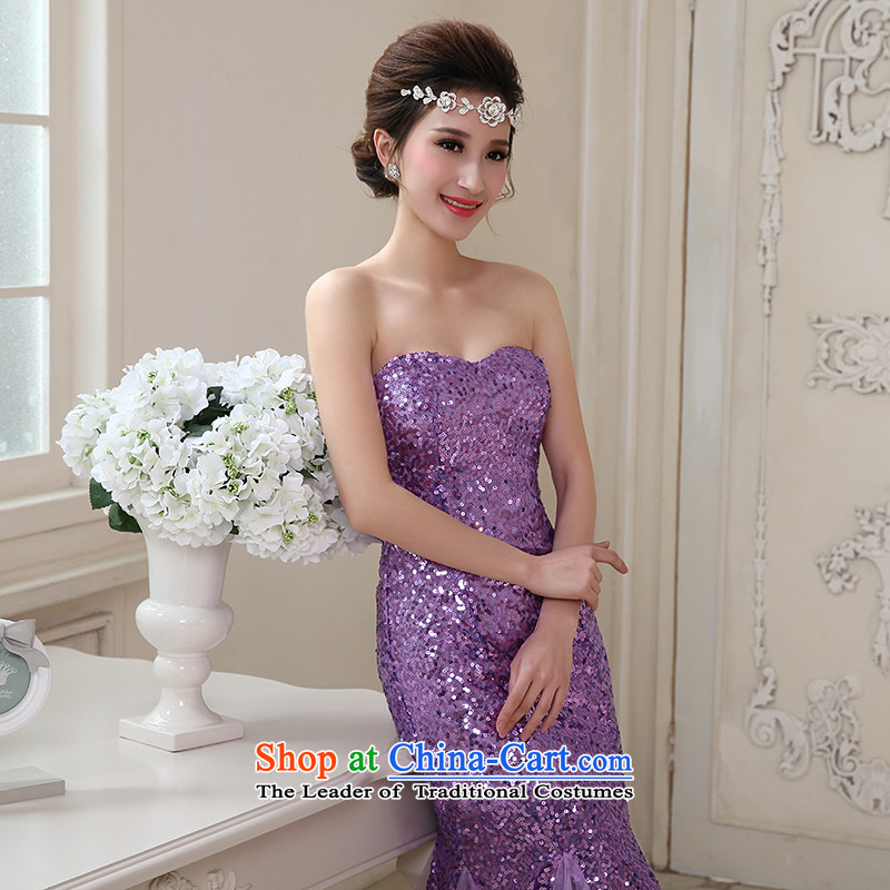 Talk to her new dress dress crowsfoot Sau San marriages bows serving large stylish and elegant with evening light violet honey words to wife XXL, shopping on the Internet has been pressed.