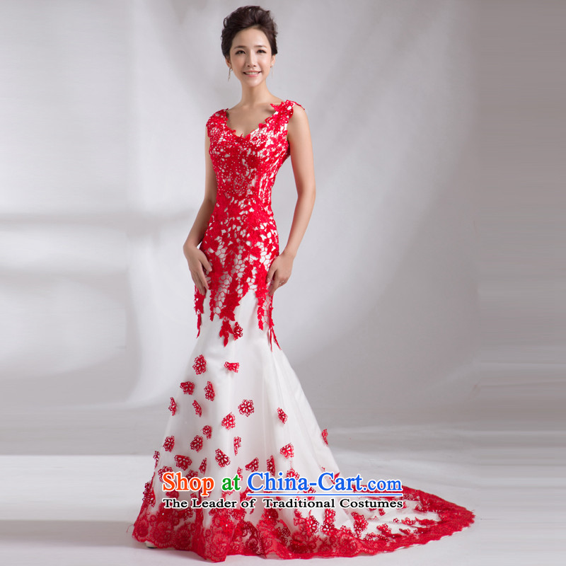 Jie mija crowsfoot wedding dresses 2014 new Korean Red sexy wiping the chest deep V-Neck Sau San knowledge services toasting champagne bride shoulders , L, Cheng Kejie mia , , , shopping on the Internet