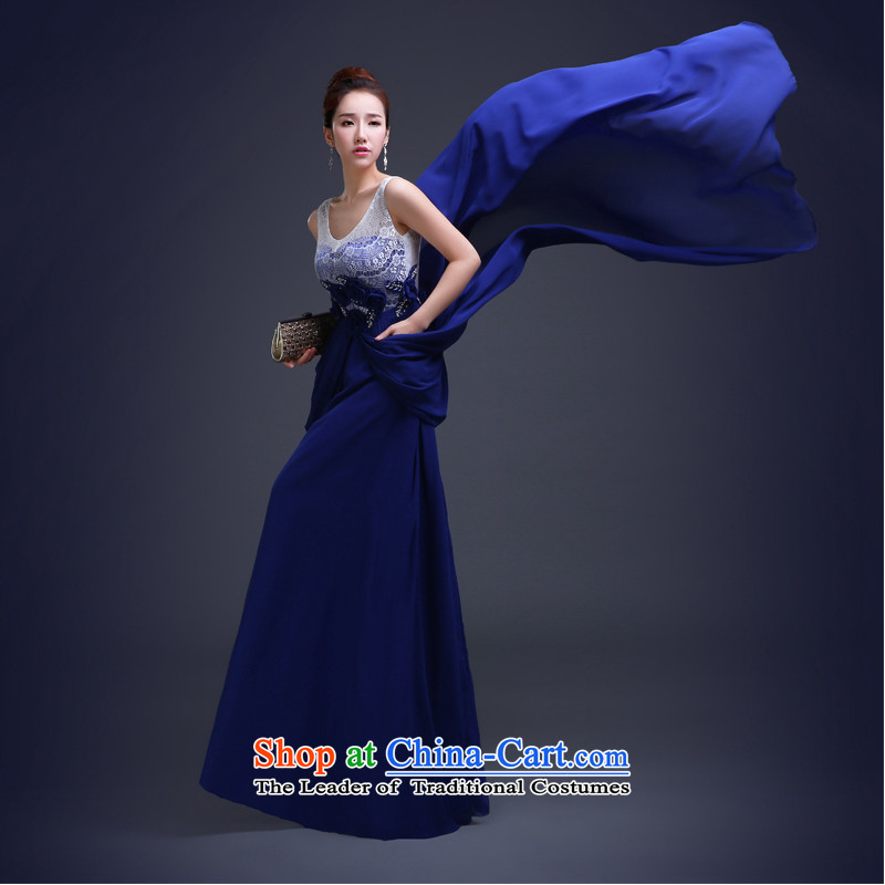 Beverly Ting evening dress tail Annual Meeting 2015 new autumn and winter banquet bridesmaid dress Stylish spring bride bows services Long Lake Sau San blue XL, Beverly (tingbeier ting) , , , shopping on the Internet
