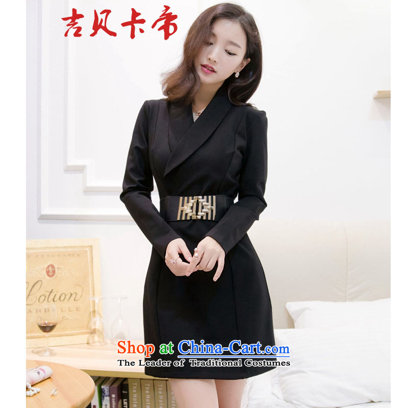 Gibez card in Dili of autumn and winter 1112# aristocratic ladies dress skirt thick long-sleeved temperament package and forming the dresses RED M GIBEZ Card (JIBEIKADI) , , , shopping on the Internet