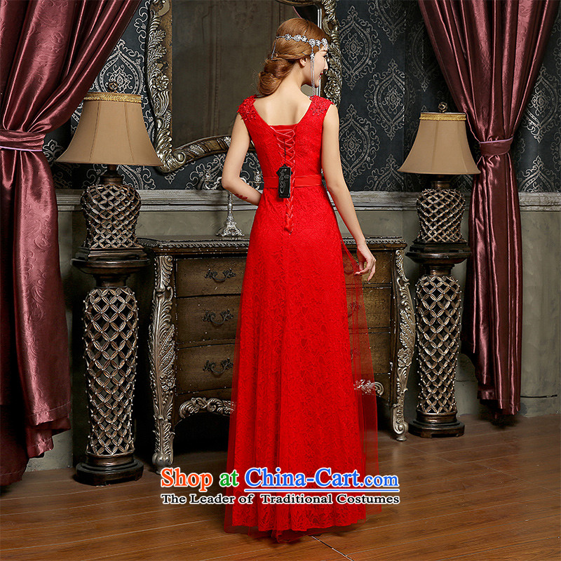 Noritsune bride new spring of 2015 Field shoulder bows dress stylish Sau San video thin marriage long bows dress toasting champagne married bridal dresses RED M noritsune bride shopping on the Internet has been pressed.